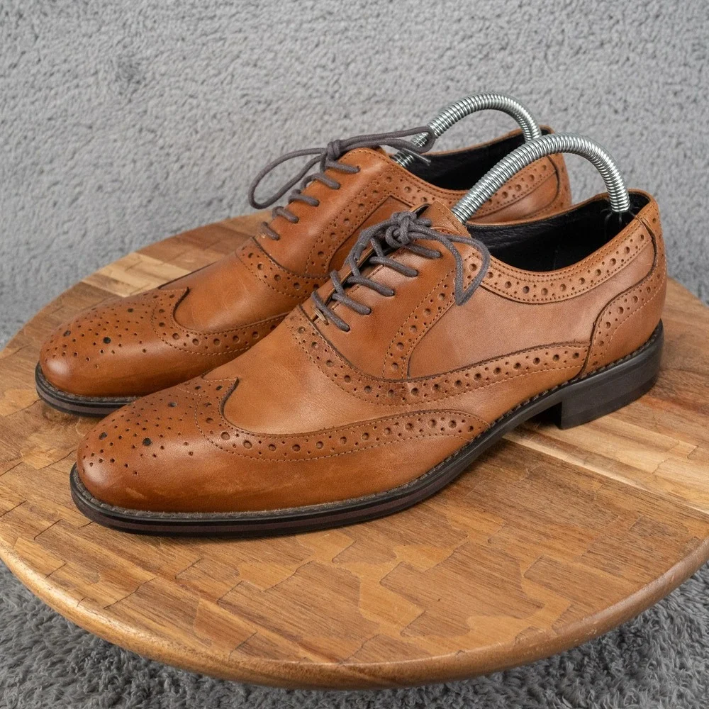 Johnston Murphy Tyndall Flex System Wing Tip Oxford Brown Mens 8 M Shoe‎ 59-1592
